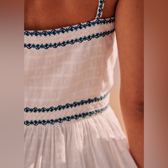 Sézane Erna Dress in Ecru Blue FR 46 / US 14 - Picture 3 of 12